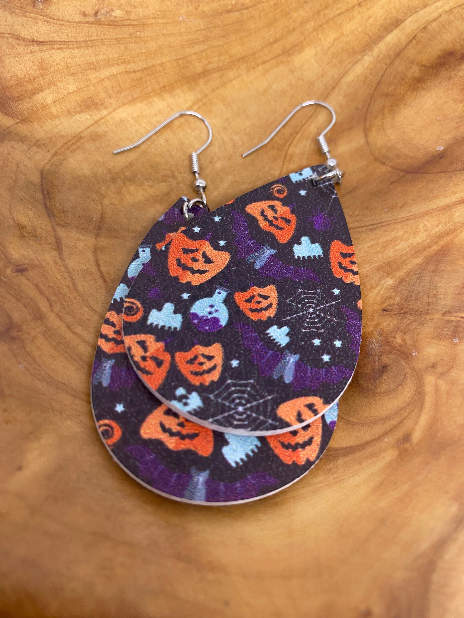 Black Orange White Purple Halloween Earrings