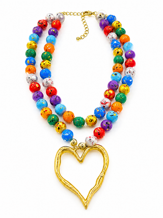 Color Splash Heart Pendant Necklace