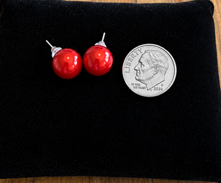 Large Red Ball Earrings