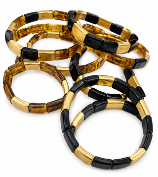 Amber and Gold Stretch Bracelet