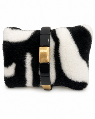 Black and Gold Tile Stretch Bracelet