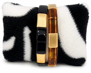 Black and Gold Tile Stretch Bracelet