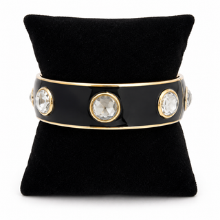Black Enamel Crystal Hinged Bracelet