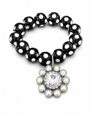 Custom Black Polka Dot Charm Stretch Bracelet