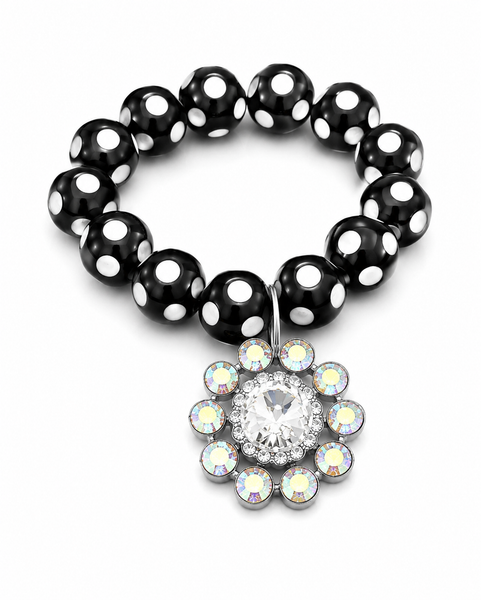 Custom Black Polka Dot Charm Stretch Bracelet
