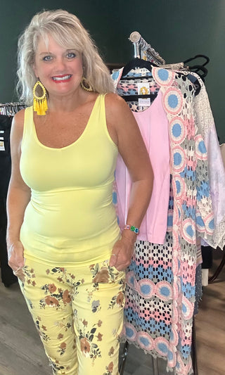 Buttery Soft Reversible V or U Neckline Seamless Tank Top Yellow
