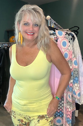 Buttery Soft Reversible V or U Neckline Seamless Tank Top Yellow