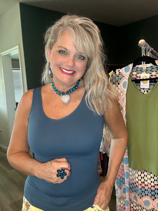 Ocean Blue Crystal Heart Statement Necklace
