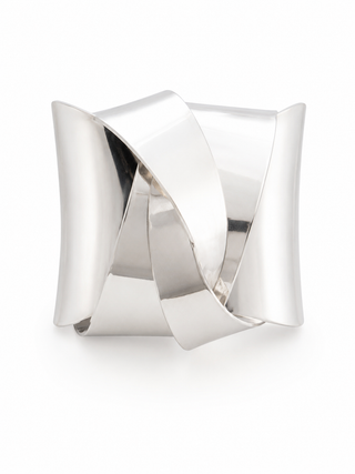 Modern Scultped Silver Cuff Bracelet