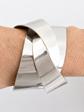 Modern Scultped Silver Cuff Bracelet
