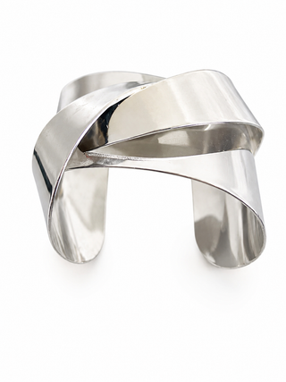 Modern Scultped Silver Cuff Bracelet