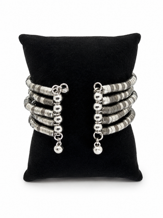 Stacked Silver Coil Statement Cuff Bracelet
