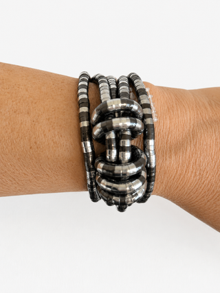 Stacked Silver Coil Statement Cuff Bracelet