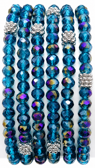 Stacking Stones Aqua AB Sparkling Stretch Crystal Bracelet