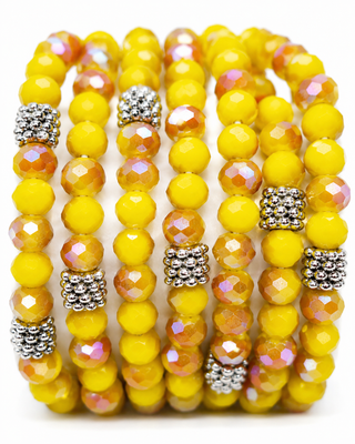 Yellow Fire Stacking Stones Stretch Bracelet
