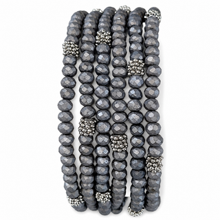 Gunmetal Stacking Stones Silver Matte Bracelet