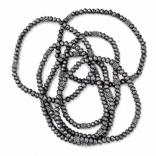 Gunmetal Stacking Stones Silver Matte Bracelet