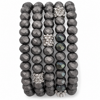 Stacking Stones Matte Black Stretch Bracelet