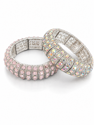 AB Crystal Silver Stretch Bangle Bracelet