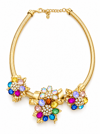 Multicolor Jeweled Floral Statement Necklace