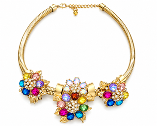 Multicolor Jeweled Floral Statement Necklace