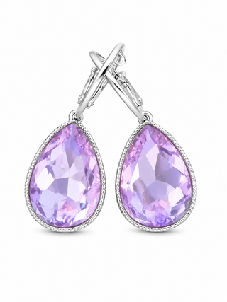 Iridescent Lavender Purple Teardrop Hoop Earrings