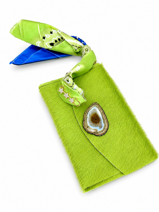 Sandra Ling Designs Lime Cowhide Wristlet Purse