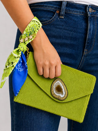 Sandra Ling Designs Lime Cowhide Wristlet Purse