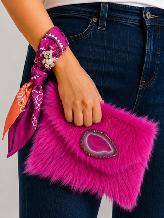 Sandra Ling Designs Fuchsia Cowhide Wristlet Purse