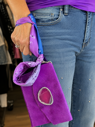 Sandra Ling Designs Purple Cowhide Wristlet Purse