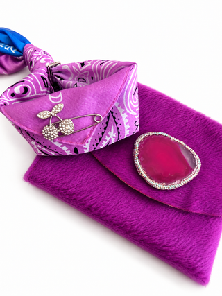 Sandra Ling Designs Purple Cowhide Wristlet Purse