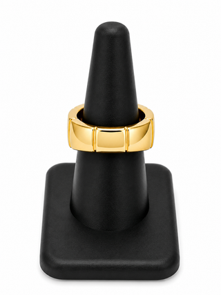 Gold Tone Crystal Duo Statement Stretch Ring