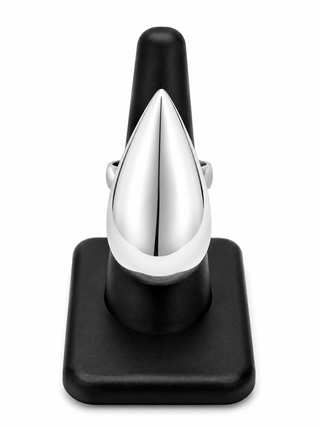 Sleek Silver Teardrop Statement Stretch Ring