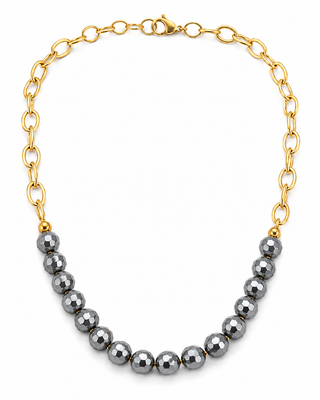 18 inch Mixed Metal Faceted Bead Necklace