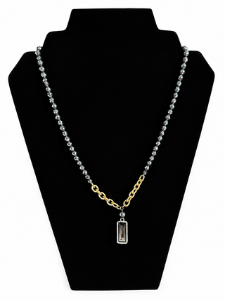 Custom Pewter 22 inch Bead Gold Chain Dangle Necklace