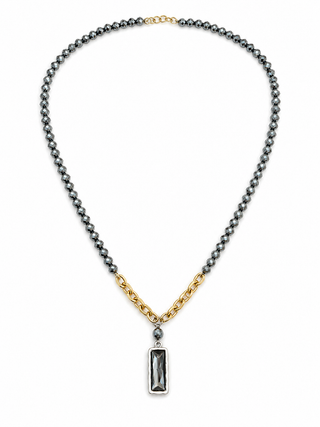 Custom Pewter 22 inch Bead Gold Chain Dangle Necklace