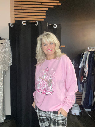 Mineral Wash Pink Disco Santa Sweatshirt