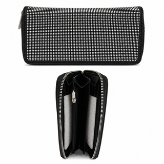 Sparkle Zip around Rhinestone Accordian Wallet