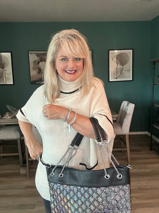 Iridescent Black Statement Tote Purse