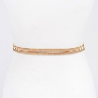 Hammered Metal Buckle Gold Statement Stretch Belt