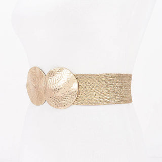 Gold Hammered Disc Stretch Belt
