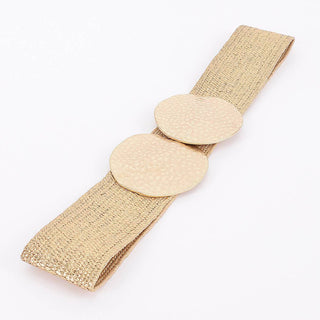 Gold Hammered Disc Stretch Belt