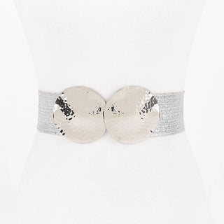 Silver Hammered Disc Stretch Belt