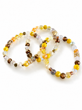 Set of Three Golden Glow Stretch Bracelet Set