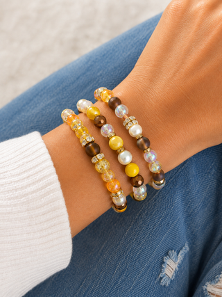Set of Three Golden Glow Stretch Bracelet Set