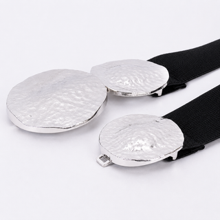 Hammered Silver Disc Stretch Belt