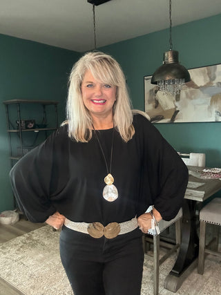 Mixed Metal Hammered Disc Statement Necklace