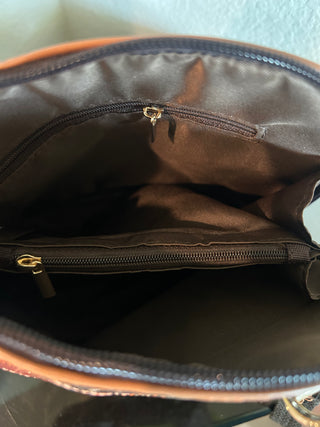 Genuine Leather Patchwork Crossbody Sling Purse