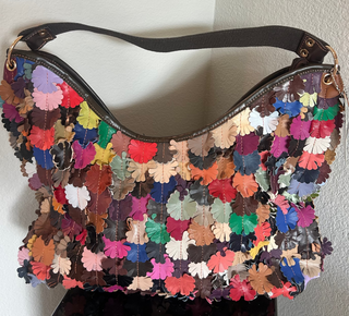 Floral Genuine Leather Petal Hobo Purse