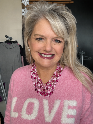 Pink Sparkle Statement Collar Necklace